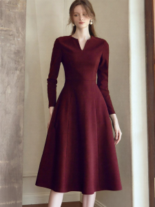 Roey s house | Elegant Knitted Red Womens Dress
