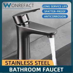 304 Stainless Steel Bathroom Sink Faucet Faucet Ceramic Valve Core Design Household Sink Wash Basin Hot And Cold Water Tank Faucet