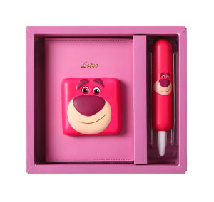 Bafada Pink Disney Strawberry Bear Stationery Gift Set Decompression Pen And Notepad Creative Cartoon Notebook Cute And High Quality For Conference Holiday Birthday Gifts