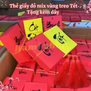 [TẶNG DÂY TREO] Sỉ 100 thẻ đỏ thư pháp trang trí tết thiệp đỏ may mắn thẻ treo cây hoa mai đào quất