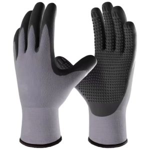 ถุงมือทำงานเคลือบไมโครโฟมไนไตรล์ จุดกันลื่น ถักไร้รอยต่อ ถุงมือป้องกันเพื่อความปลอดภัย สำหรับผู้ชาย ผู้หญิง ทำสวน งานอุตสาหกรรม ประกอบชิ้นงาน