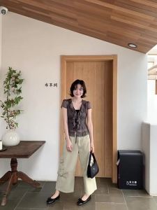 Double Ruffle Bow Sleeve Summer Shirt Slim