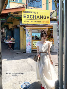 Eees Coconut White French Heavy Embroidery Loose Drapey V-neck Shirt And Half Skirt Set Womens Fashion Summer Outfits