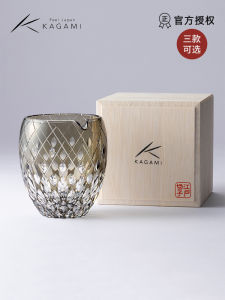 Handmade Japanese Style Whiskey Glass Crystal Glass Western Alcohol Cup KAGAMI Edo Cutting Crystal Far Thunder Whiskey Glass