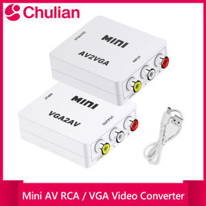 Mini AV2VGA Video Converter Convertor Box AV RCA CVBS to VGA Video Converter Conversor with 3.5mm Audio to PC HDTV Converter