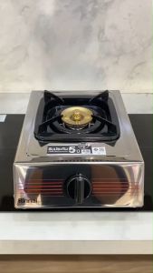 Rinnai เตาแก๊สตั้งโต๊ะ 1 หัว RT-901A ฝาเฟืองทองเหลือง 2 ชั้น รับประกันวาล์วเปิด - ปิด 5 ปี