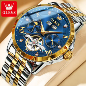 (With Gift Box) OLEVS Watch For Men sale Original Automatic Waterproof 2024 New Sports Watch Business Fashion Stainless Steel Mens Watch