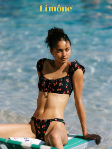 LIMONE | New Design Original Cherry Print Puff Sleeve Square Neck Bikini