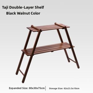 fantasy garden | Double Layer Solid Wood Storage Shelf for Outdoor