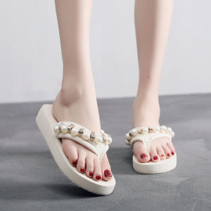 QIAOHUI | Fashion Slip-on Summer Sandals With Thick Soles and Pearls