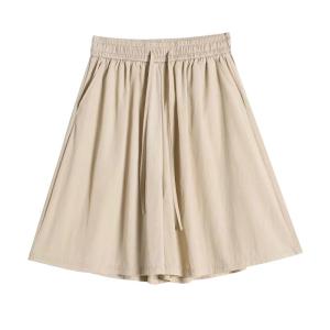 LANGPIN | Slimming Effect Five-Quarter Loose Fit Ice Silk Summer Casual Skirt Pants Thin Polyester Fiber High Waist Womens Plus Size