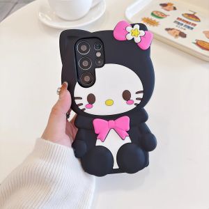 Sanrio | For Samsung Galaxy S26 S25 S24 S23 S22 S20 Ultra Plus S21 S23 S24 S25 FE Cartoon Bow Leg Holder Silicone Back Cover For A16 A56