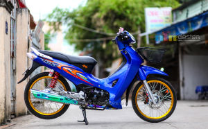 Bộ tem decal dán xe máy Honda Wave 125 R đời 2003 dán xe xanh dương zin thái siêu đẹp