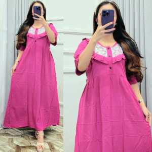 NEW DRESS KOMBINASI BROKAT POLOS BUSUI BUMIL// DRESS KEKINIAN