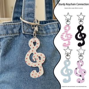 5Pcs Keychain Korean-Style Retro-Chic Polka Dot Striped Star Musical Note Key Rings Mobile Phone Charms And Bag Charms