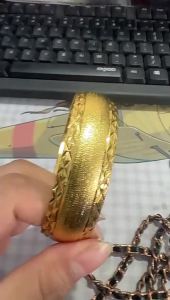 24K สร้อยข้อมือฝ้ารุ่นกว้างสีทองดูไบสุภาพสตรีเจ้าสาวเครื่องประดับแต่งงาน