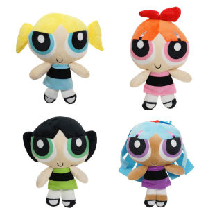 Original The Powerpuff Girls Cartoon Plush Doll Buttercup Bubbles Blossom Cute Kawaii Fluffy Stuffed Toy 25cm