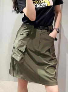 American Military Green High Waist Workwear Mini Skirt Womens Summer Thin Retro Fashion Casual Versatile A-Line Skirt