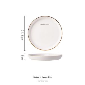 Creative Japanese Style Ceramic Bowl Gold Rimmed Deep Dish Soup Bowl Personal Use Dish Plate Fish Plate Home Use Diningware