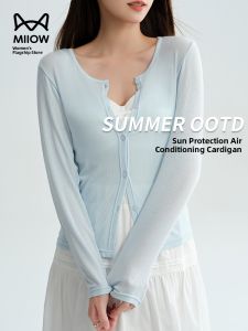 MiiOW | MiiOW Womens Short Knitted Lenzing Lyocell Open Cardigan Summer 2025 Cool Feeling Sun Protection French Style Versatile Outerwear