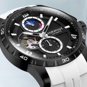 Mark Fairwhale Brand 6510 Fashion Automatic Watches Men Sports Rubber Strap Man Clock Luxury Moon Phase Mechanical Wristwatch