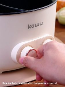 Kawu electric hot pot household multi-functional mandarin duck electric pot，Periuk panas elektrik， 2-speed adjustment 6.5L large capacity 鸳鸯电火锅