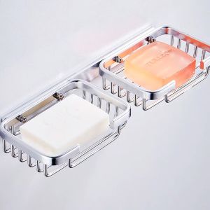 [OKLIFE. SG]Holder Wall Mounted Storage Rack Toilet Soap Box Sponge Dish Punch Free Soap Dish