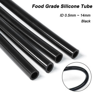 2/5m Food Grade Black Silicone Tube ID0.5 1 2 4 5 6 7 8 9 10 11 12 14mm High Temperature Nontoxic Drink Water Faucet Garden Pipe