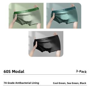 Miiow | Mens Modal Underwear Breathable Loose Boxer Shorts Antibacterial Comfortable Mid Waist Youth Summer Fashion Briefs