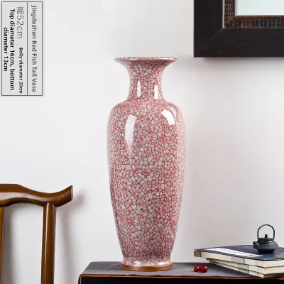 Large Ceramic Flower Vase Decoration Living Room Floor Standing Ancient Imitation Porcelain Modern Chinese Style Home Decor Crafts