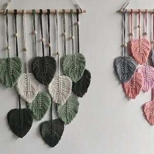 2025Leaf woven pendant decoration home art and fresh decoration room wall hanging