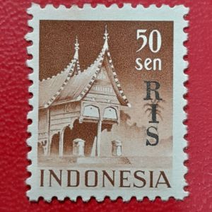 Prangko Indonesia klasik Koleksi Kuno 50 Sen CT RIS Tahun 1950 UN USED