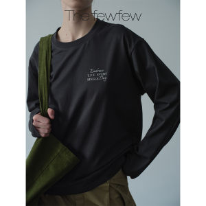 Comfortable Pure Cotton Long Sleeve T-Shirt round Neck Casual Versatile Top in Three Colors Original Letter Print by the Fewfew