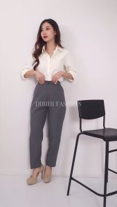 Dibihi - Celana Panjang Kerja Formal Wanita Pinggang Karet Sisi Belakang Bahan Stretch Import
