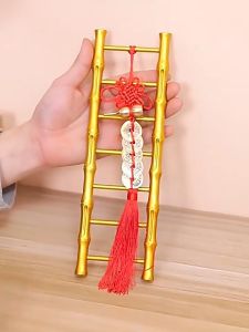 Hiasan Ornamen Tangga Keberuntungan Gold Feng Shui Pajangan Fengshui Kuningan Tangga Hias Dekorasi Ruang Tamu / Kamar / Kabinet