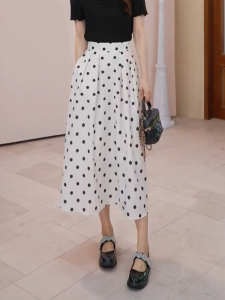 MANMI | Chân Váy A-Line Phong Cách Nhẹ Nhàng Chấm Bi Vintage