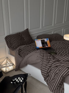 Simple Modern Japanese Stripe Cotton Knitted Single Duvet Cover Pure Cotton Bedding Single Person Quilt Cover Full Cotton Tencel