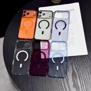 szhaiyu | For iPhone 18 Pro Max 17 Pro iPhone Air Magnetic Translucent Wireless Charge Phone Case With Camera Button Acrylic Clean Cover