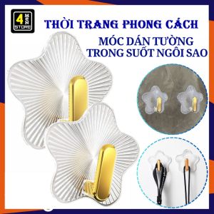 2 Móc Dán Tường Trong Suốt Hình Ngôi Sao Treo Đồ Vật Siêu Dính - Móc Gắn Tường Trang Trí Decor Nhà Cửa - Móc Treo Đồ Đa Năng Chịu Lục Tiện Ích Không Cần Khoan Đục