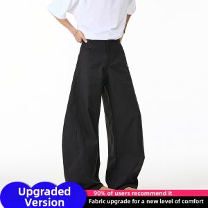 ZHUOCAN | Military Green High Waist Tapered Wide Leg Relaxed Trousers