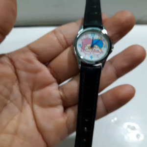 Đồng hồ nữ Nhật mặt hoạt hình Sanio size 27mm dây da second hand