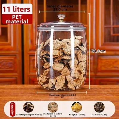 XIYUYANGGUANG | Moisture-Proof Wide Mouth Transparent Acrylic Food Storage Container for Dried Citrus Peel Fish Maw Commercial Use Food-Grade Plastic Airtight Container with Lid