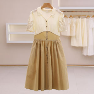 Delicate Embroidery Slimming Casual Versatile Short Sleeve Dress