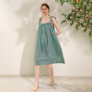 XEXZ | Váy ngủ dây in hoa cotton nguyên chất ngọt ngào cho nữ mùa hè 2025 Váy ngủ ren cotton mới về Váy ngủ mùa hè cho nữ