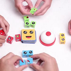 LAKOE Face Changing RubikS Cube Family Game Puzzle Anak Mainan Edukasi/Mainan Susun Ekspresi Rubik Cube Kartu Bell Game/Permainan Multipemain