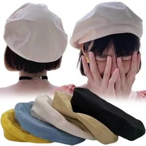 New Solid Color Painter Hat Vintage Octagonal Beret Caps Korean Style Street Autumn Winter Simple Cotton Women Artist Beret Hats