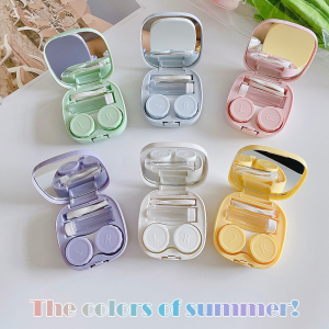 Candy Solid Color Contact Lens Case Simple Glossy DIY Portable Contact Lens Case LovelylifeFu