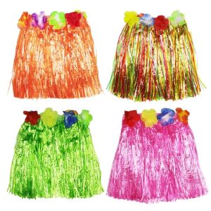 30/40/60/80cm Plastic Fibers Women Dance Grass Skirts Hula Hawaiian Costumes Children Stage Dress Up Festive Apparel Accessories