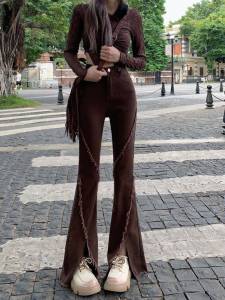 Rumbai Celana Bootcut Jeans Wanita Highwaist Lurus Terbaru Korean Style Loose Pinggang Tinggi Longgar Celana Panjang Kekinian