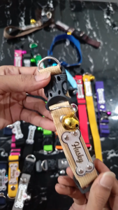 Kalung Anjing Custom Nama Akrilik Tebal 2mm Nilon Webbing Bisa Diatur Lonceng Besar 20mm All Size